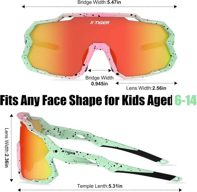 Xtiger Kids Sunglasses Polarized Youth Baseball Sunglasses for 8-14 boys girls UV400 Sports Softball Cycling Glasses - Image 3